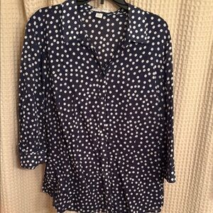 Coldwater Creek Blue Button Down Shirt with Notched Collar